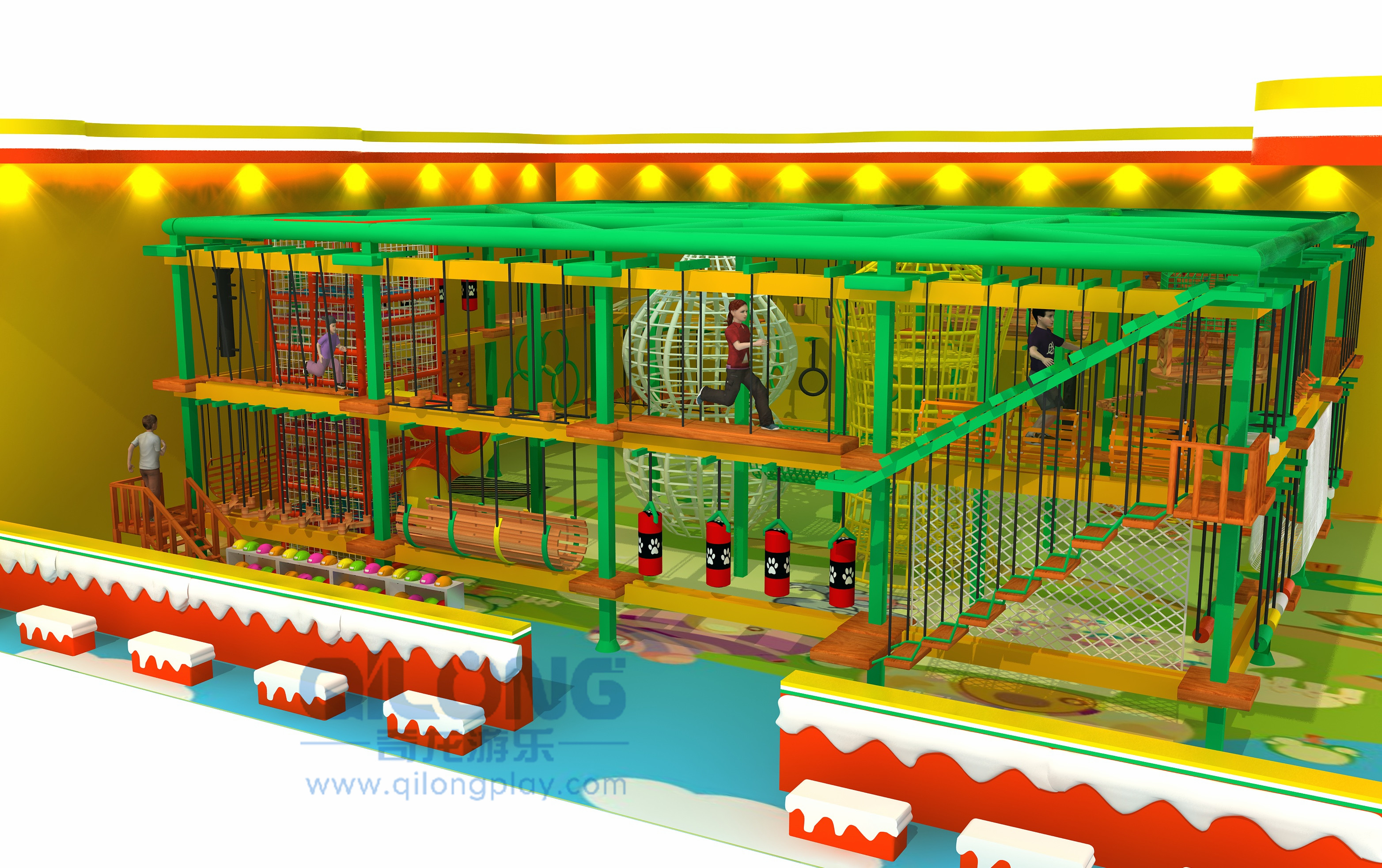 Challenging rope course outdoor playground for kids-QL-TZ017A