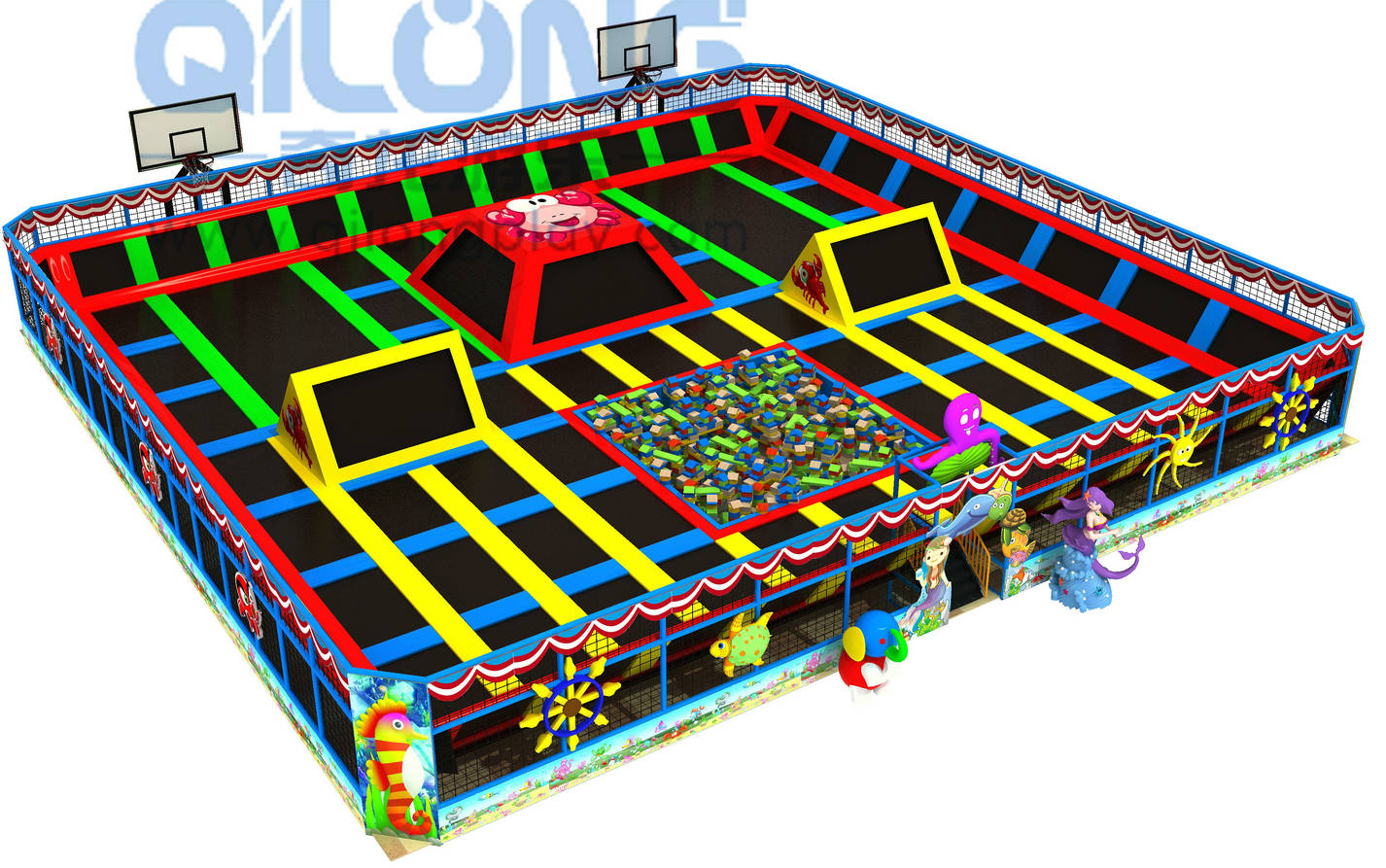 Qilong Big trampoline park kids playground-QL-DBC007A