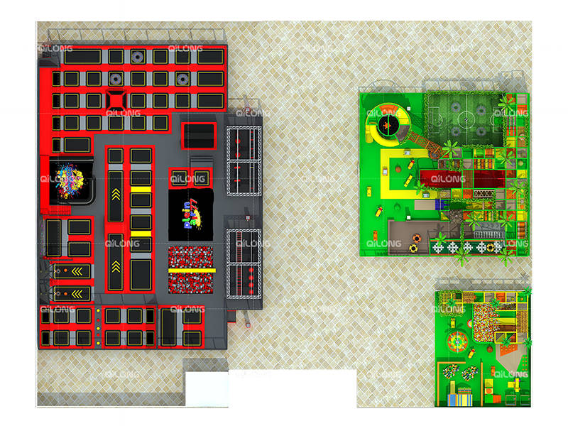 Playground with trampoline set