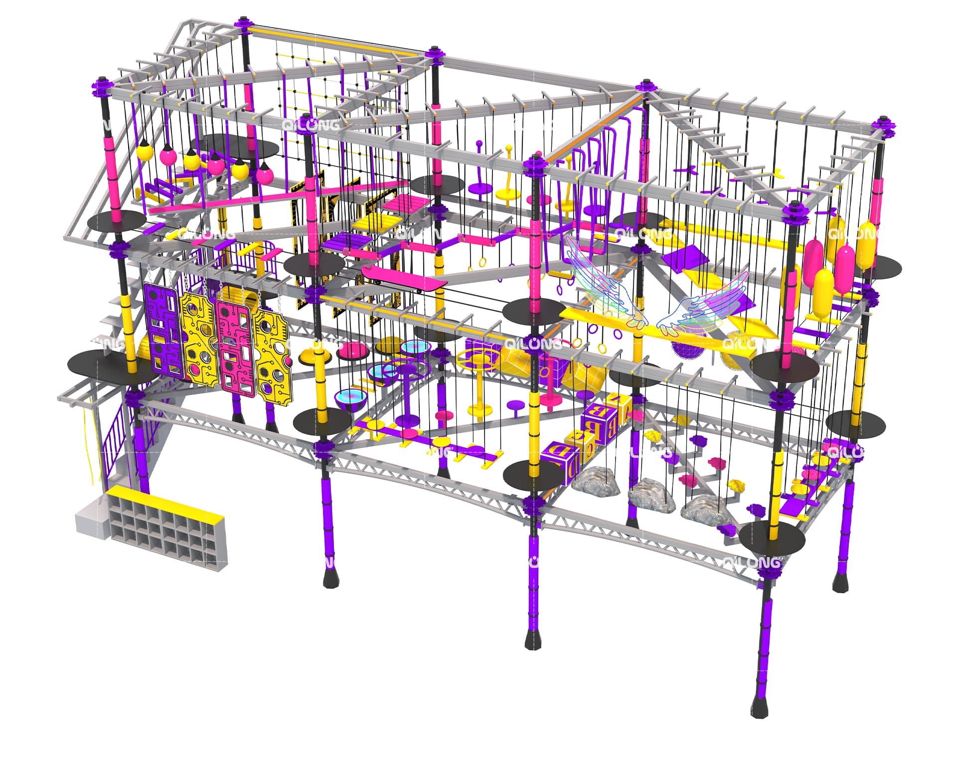 High Ropes Course Outdoor/ Indoor Challenging Rope Adventure Park Equipment