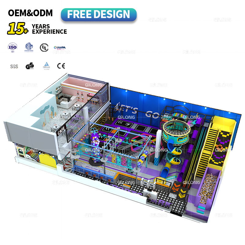 Customized Commercial Indoor Kids Playground Mazes Design Trampoline Park Indoor Slide