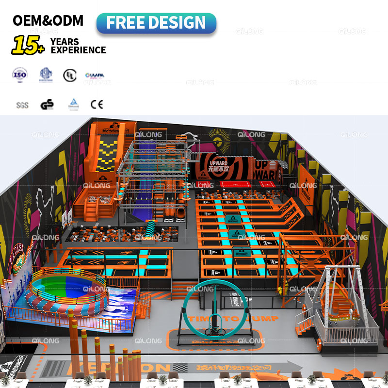 Customized Colorful Jumping Commercial Indoor Fitness Trampoline Park Equipment Family Play Center with Playground & Foam Pit