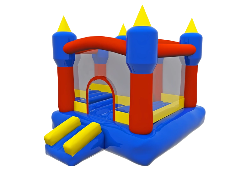 6x6m Castle Inflatable Playground: Red-Blue-Yellow, Double Slides – Safe Padded Structure for Malls & Family Events