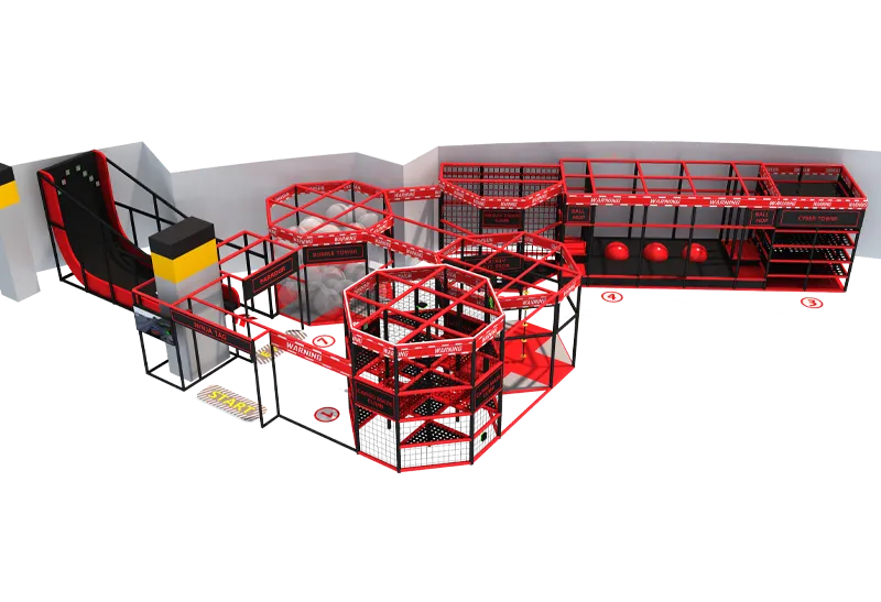Three-Dimensional Multi-Layer Sports Hub: Climbing, Jumping, Balancing & Teamwork Activities – High-Safety Modular System