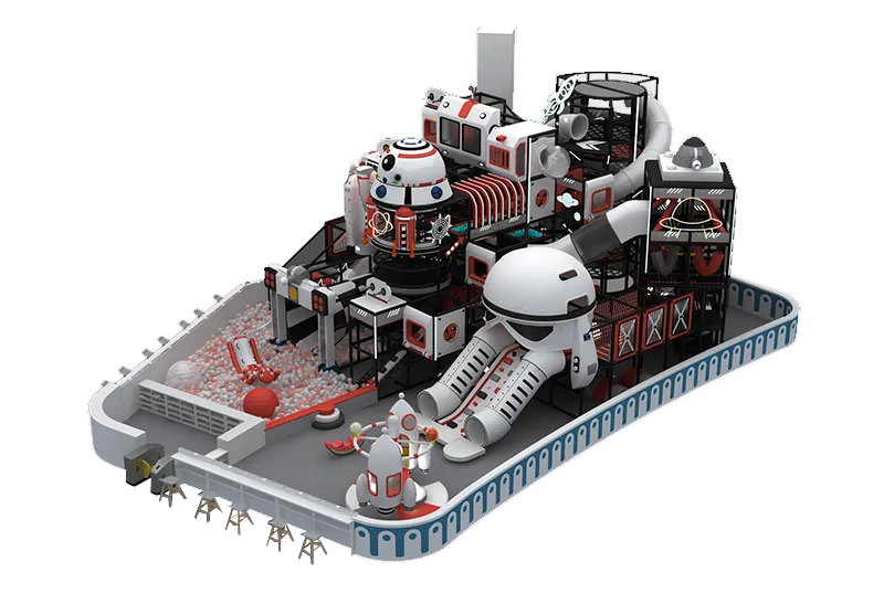 Custom Space Station Indoor Playground for Malls & FECs: Rocket-Themed Structures, Glowing LED Accents & Multi-Level Space Adventure