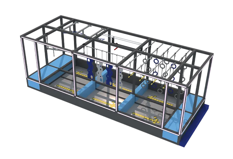 Fully Enclosed Modular Ninja Pods: Progressive Difficulty Zones from Beginner Rings to Advanced Walls for All Ages