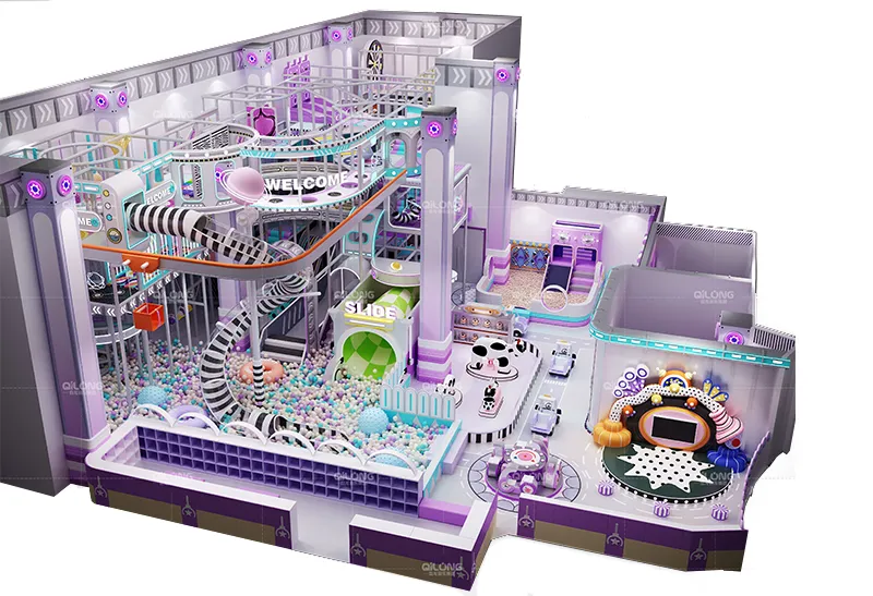 Space Station Indoor Play System: Two-Story Obstacle Course, Spiral Slide into Ball Pit, Interactive Panels & Pretend Play Areas