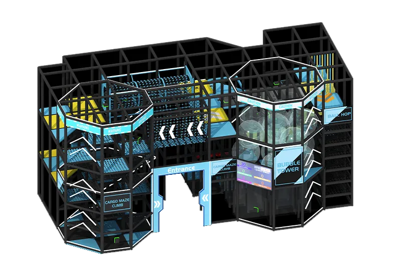 Multi-Layered 3D Metal Frame Obstacle Course: Vertical & Horizontal Routes – High Space Efficiency for Malls