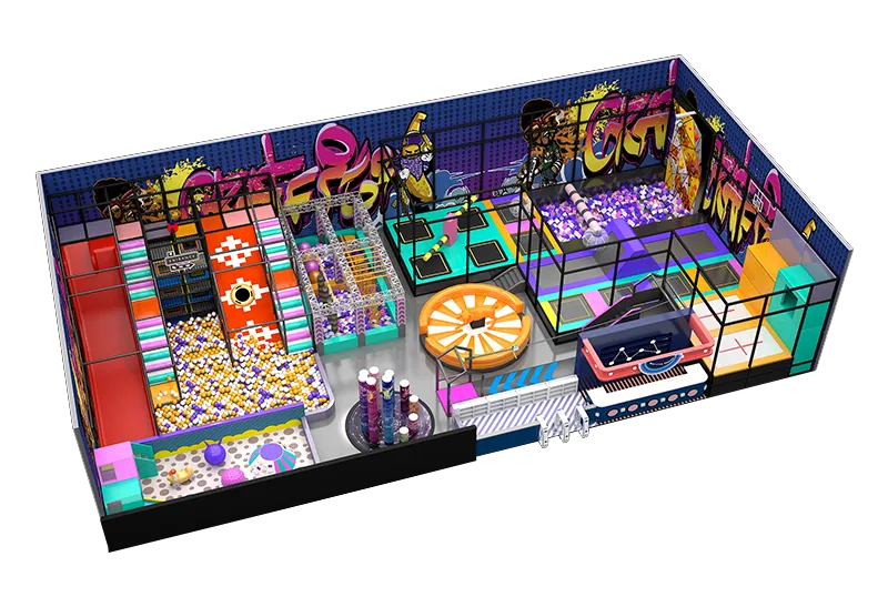 Street-Art Inspired Family Venue: Soft Play, Trampoline Grids, Foam Pits & Multi-Level Slides for Active Fun