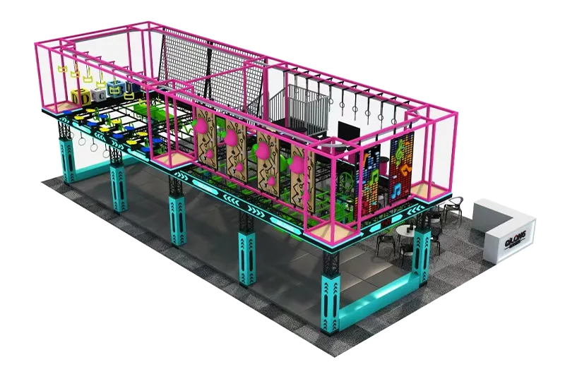 Tailor-Made High-Ceiling Ninja & Obstacle Course: Multi-Difficulty Zones, Rich Colors & Eye-Catching Design for All Ages
