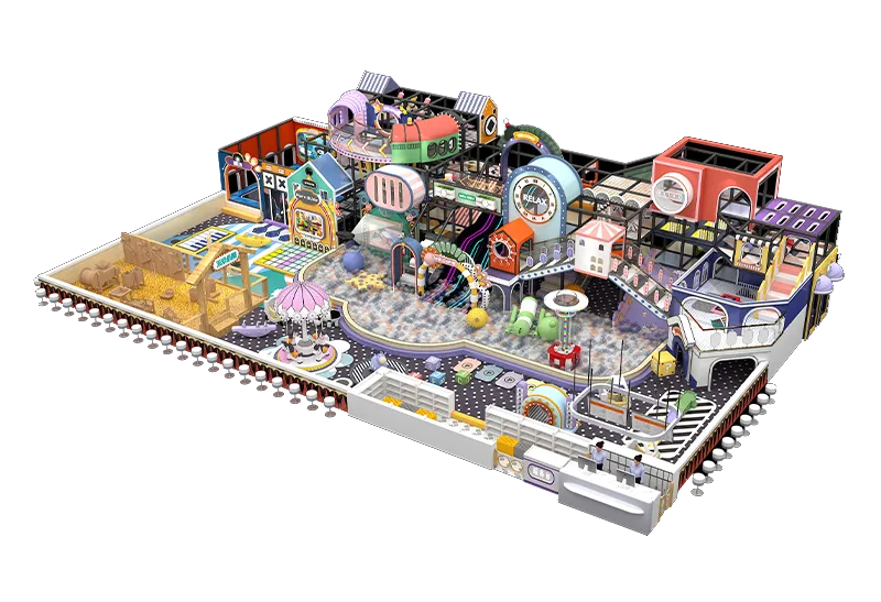 Themed Indoor Playground with Soft Play, Slides, Role-Play, Educational Activities & Carousel in a Layered 3D Design
