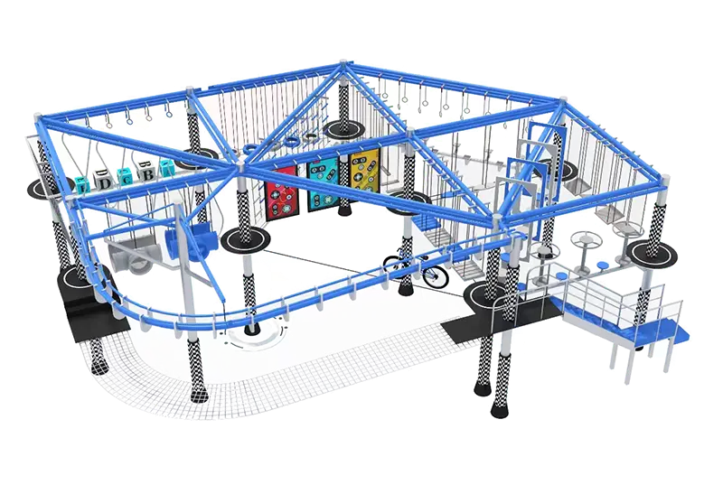 Multi-Element Ninja Course: Climbing, Balancing & Crossing – High Throughput Design for Large-Scale Commercial Venues