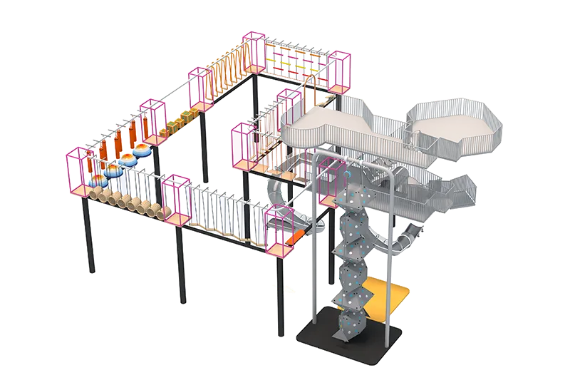 Adventure-Oriented Ninja Course: Challenge, Balance & Exploration – Engineered Structure with Durable Materials for Commercial Use