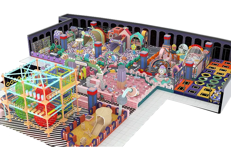 Custom Design Play Center: Multi-Style Scenery, Physical & Intellectual Fun, Tracked Pathways & Flexible Modular Zones