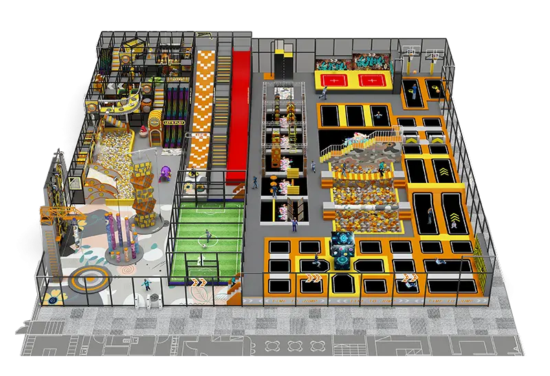 Energetic Graffiti-Style Indoor Play Center: Trampolines, Soccer Field, Multi-Level Soft Play & Interactive Bounce Pads