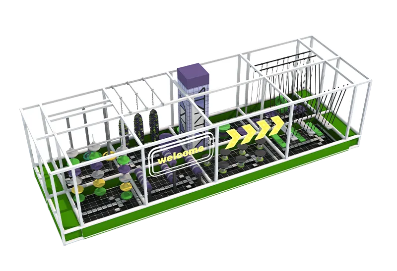 Modular Ninja Course with Color-Coded Zones: Sequential Design for Group Play – High Customizability for Compact Indoor Venues