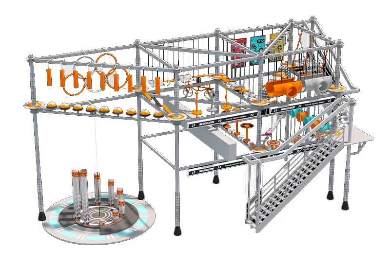 Aerial Track System: Exciting Above-Ground Movement – Maximizes Vertical Play Value – Unique Differentiator for Commercial Venues