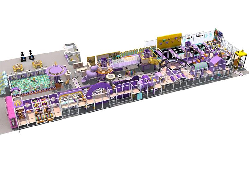 Seamless Multi-Zone Indoor Playground: Trampolines, Obstacles, Ball Pits & Rest Area for All Ages & Family Scenarios