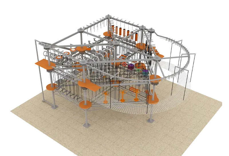 Suspended Ninja Course: Various Hanging Challenges – Creates Sense of Height & Thrill – Adapts to Different Ceiling Conditions