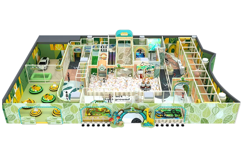 Nature-Inspired All-in-One Play Center: Bumper Cars, Ball Pits, Interactive Games, Role-Play, Sand Zones & Obstacle Courses
