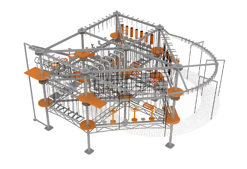 Multi-Zone Connected Ninja Course: Cohesive Activity Areas – Optimizes User Flow, Reduces Congestion – Fits Compact Spaces
