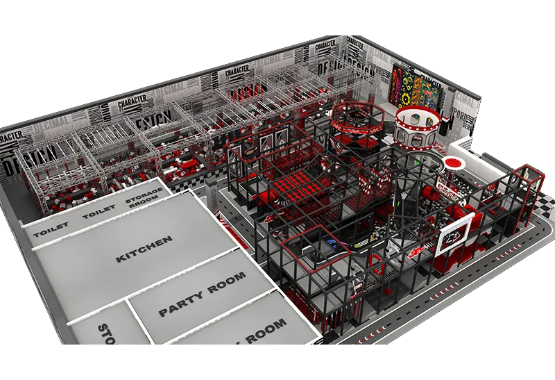 Bold Industrial Ninja Adventure Park: Full Obstacle Course & Diverse Play Zones – Keeps All Ages Entertained for Hours