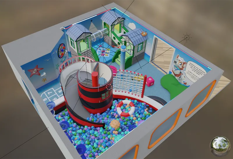 Nautical-Themed Play Center: Red Lighthouse & Beach Decor, Large Multi-Activity Ball Pit with Interactive Toys & Coastal Colors