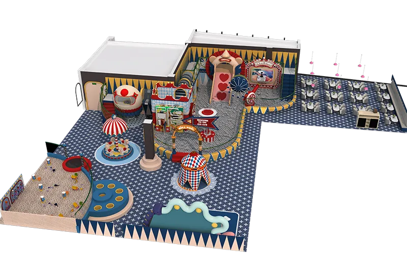 Circus-Themed Play Center: Carnival Decor & Tent Motifs, Large Multi-Activity Ball Pit with Slides, Games & Interactive Elements for All Ages