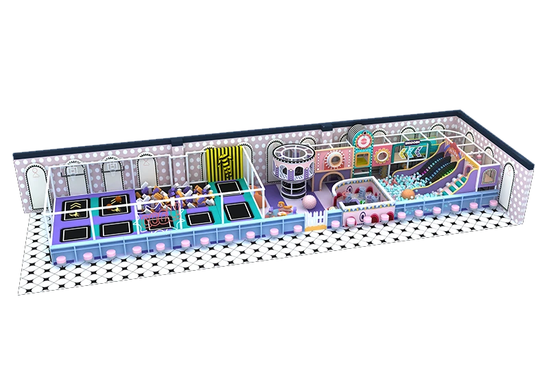 Whimsical Pastel Indoor Play System: Trampoline Courts, Light-Up Slides, Ocean Ball Pits & Interactive Sand Areas for Family Centers