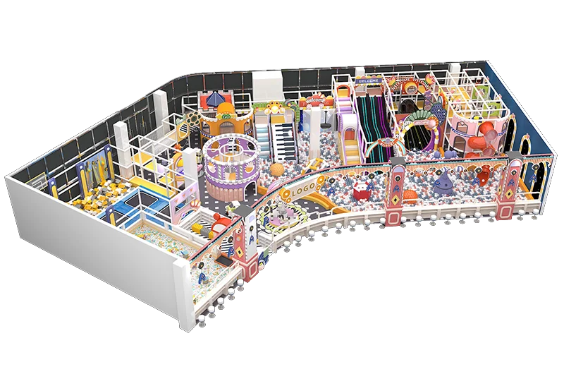 Vibrant Multi-Attraction Indoor Playground: Soft Play, Ball Pits, Trampolines & Themed Slides for Family Centers & Malls