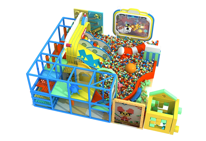 Cheerful All-in-One Indoor Kids Play System: Soft Play, Ball Pit, Projection Games, Building Blocks & Party Area for Venues