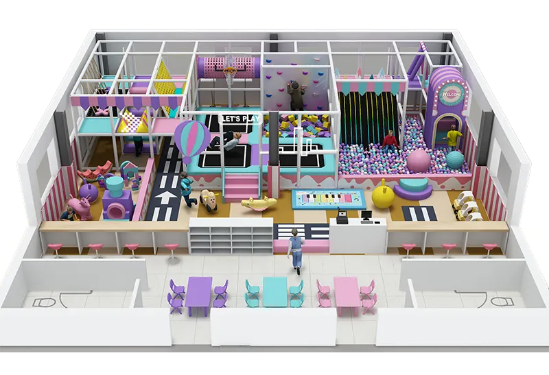 Dreamy Pastel Indoor Playground for Ages 2-12: Candy Colors, Toddler Zone & Obstacle Area – High-ROI for Family Venues