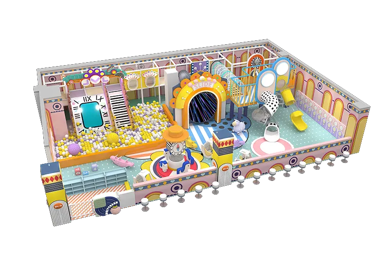 LED Light Tunnel Slide, Large Ball Pit, Rotating Carousel, Multi-Level Soft Play & Interactive Piano Steps for All Ages
