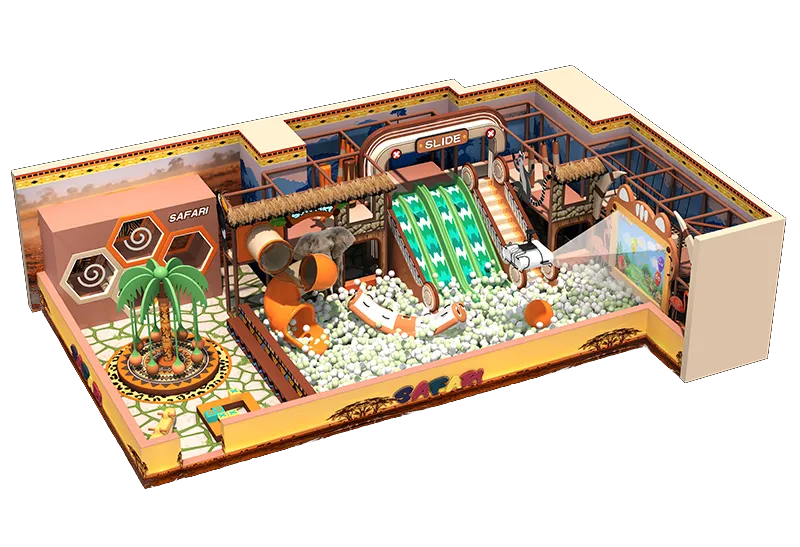 Safari Themed Indoor Playground for Ages 2-12: African Savanna Decor, Multi-Level Obstacles & Crowd-Favorite Attractions for Family Centers