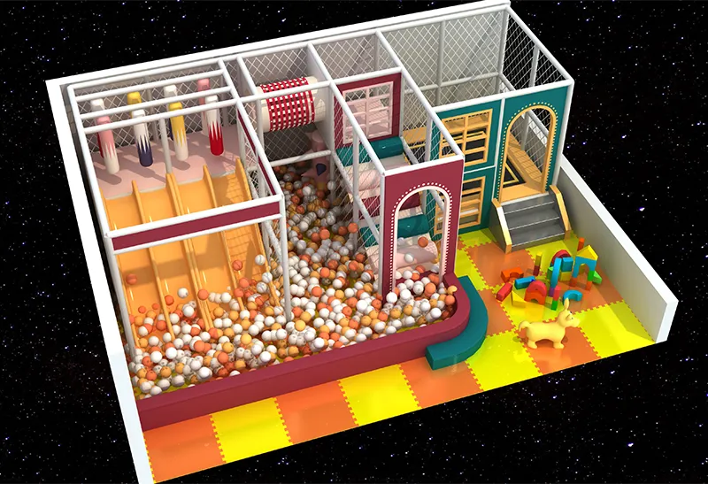 Compact Indoor Playground for Ages 2-8: Triple-Lane Slide, Large Ball Pit & Interactive Obstacles – Perfect for Cafes & Preschools