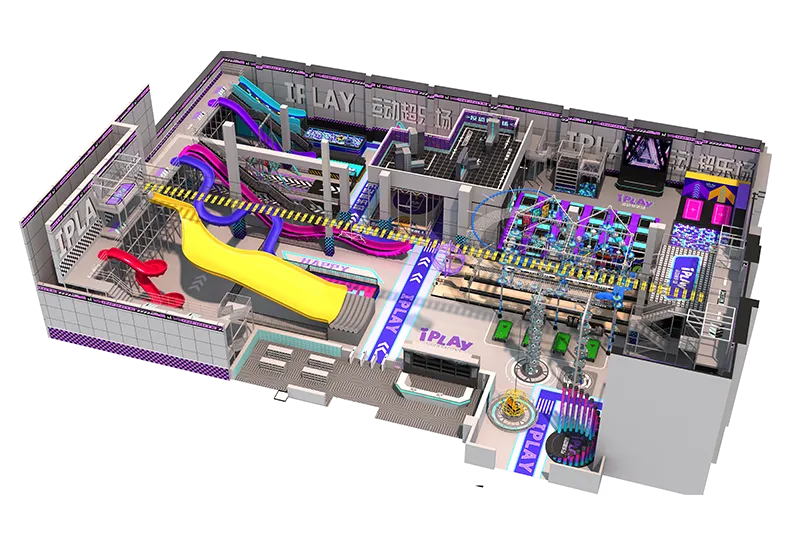 Indoor Playground: Big Slides, Tall Climbing Frames & Trampolines with Smart Zoned Design for Kids