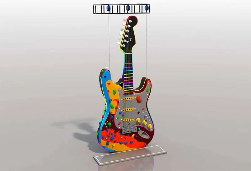 Giant Electric Guitar-Shaped Art Climbing Wall: Instagrammable, All-Difficulty Holds & Independent Support for Mall Atriums