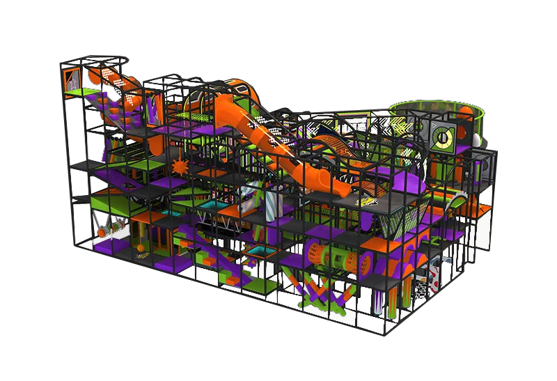 Interstellar Bouncy Castle Play Center: Space Theme, High-Saturation Colors & Closed Steel Frame Mesh with Soft Padding