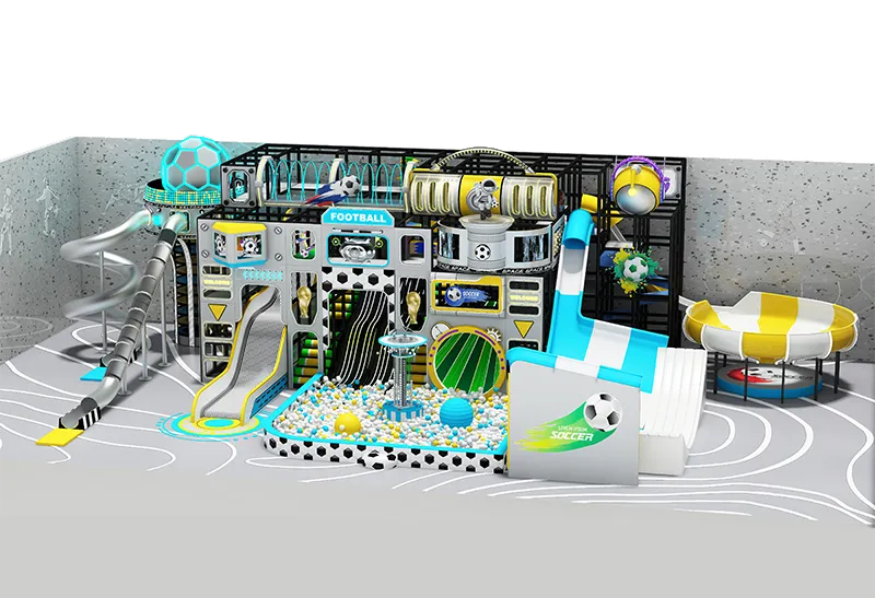 Funnel Slide Play Center: Cashier & Merchandise Area, Zones from Early Childhood to Advanced Physical Activities for All Ages
