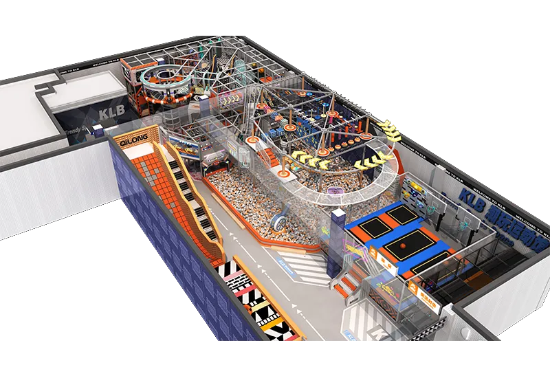 Shopping Mall Indoor Playground: High Rope Course, Slide Rail, Grass Slide, Trampolines, Ball Pit & Soft Play