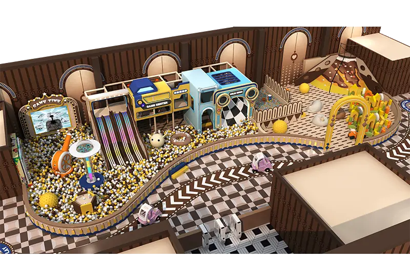 Projection Games & Light-Up Slide Center: Volcano & Horn Slides, Toddler Soft Play & Creative Block Zone for All Ages