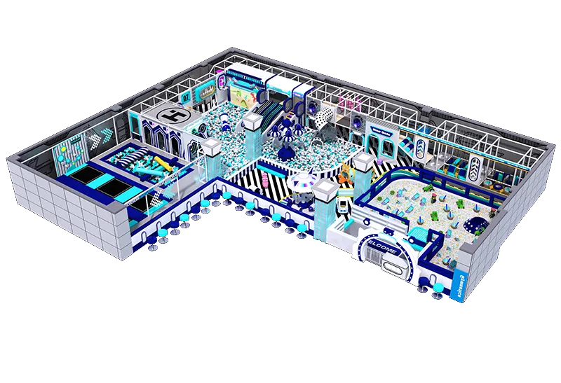 Futuristic Space Play Center: Ball Pits, Trampolines, Slides & Interactive Games for Active Fun