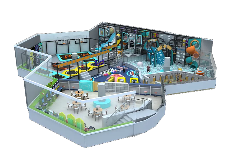 All-in-One Multi-Zone Play Center: Arcade, Trampolines, Ball Pit, Climbing Tubes & Family Seating for Endless Fun