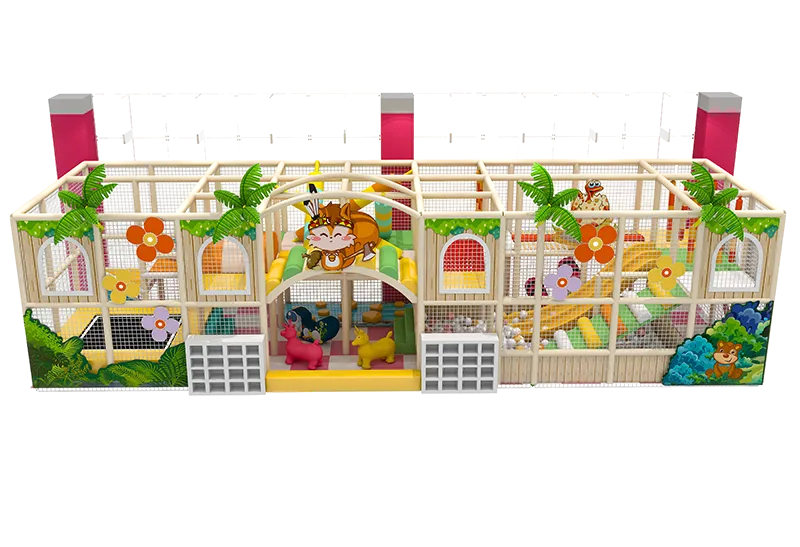 Jungle Themed Small Indoor Playground for Ages 2-8: Tropical Decor, Multi-Level Soft Play & Safe Enclosed Structure for Kindergartens & Malls